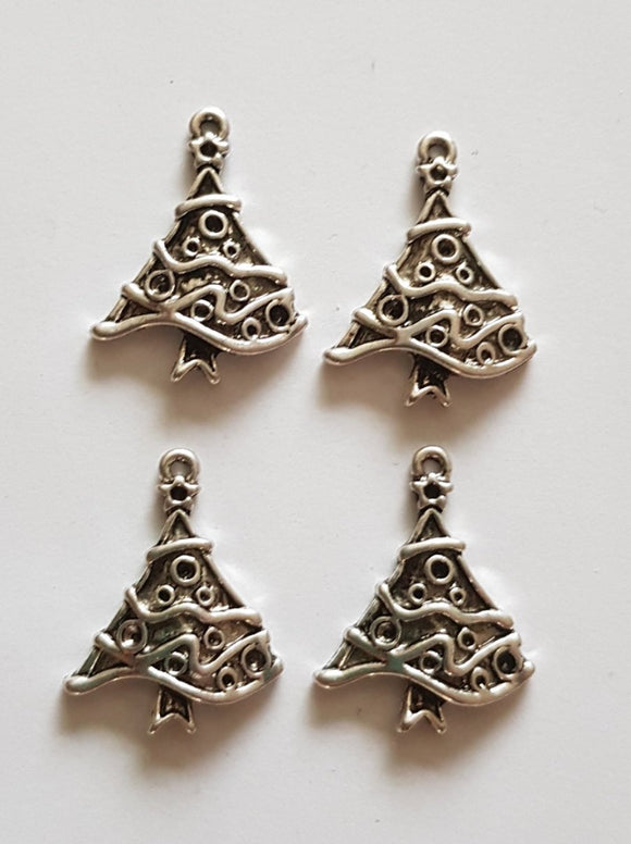 Antique Silver Christmas Tree Charm / Pendant