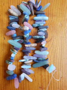 Natural Frosted Gemstone Stick Beads