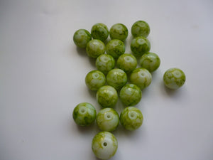10mm Round glass beads - Mottled green