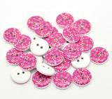 15mm pink star pattern wooden buttons.