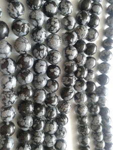 8mm Snowflake Obsidian Round Beads