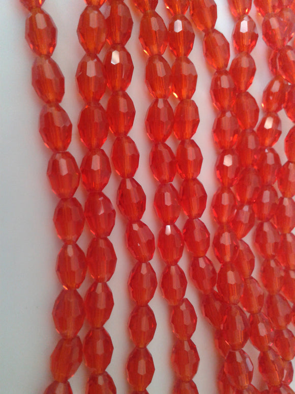 4 x 6mm Red Crystal Faceted Beads