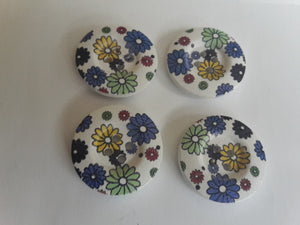 Wooden Buttons with Flower Design