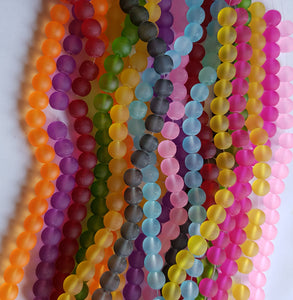 10mm Frosted Glass Beads