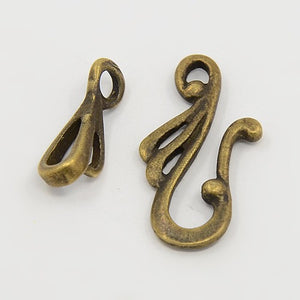 Antique Bronze Hook and Eye Clasps