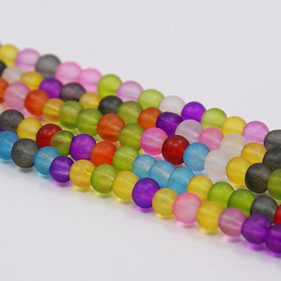 6mm Frosted Glass Beads