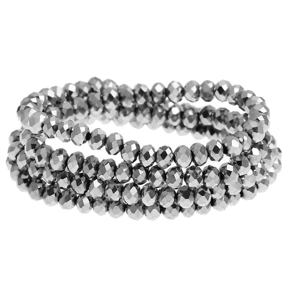 Silver Faceted Rondelle Beads