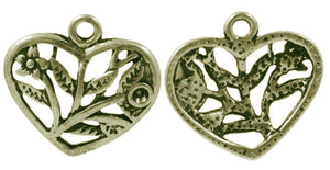 Antique Bronze Heart Pendant / Charm