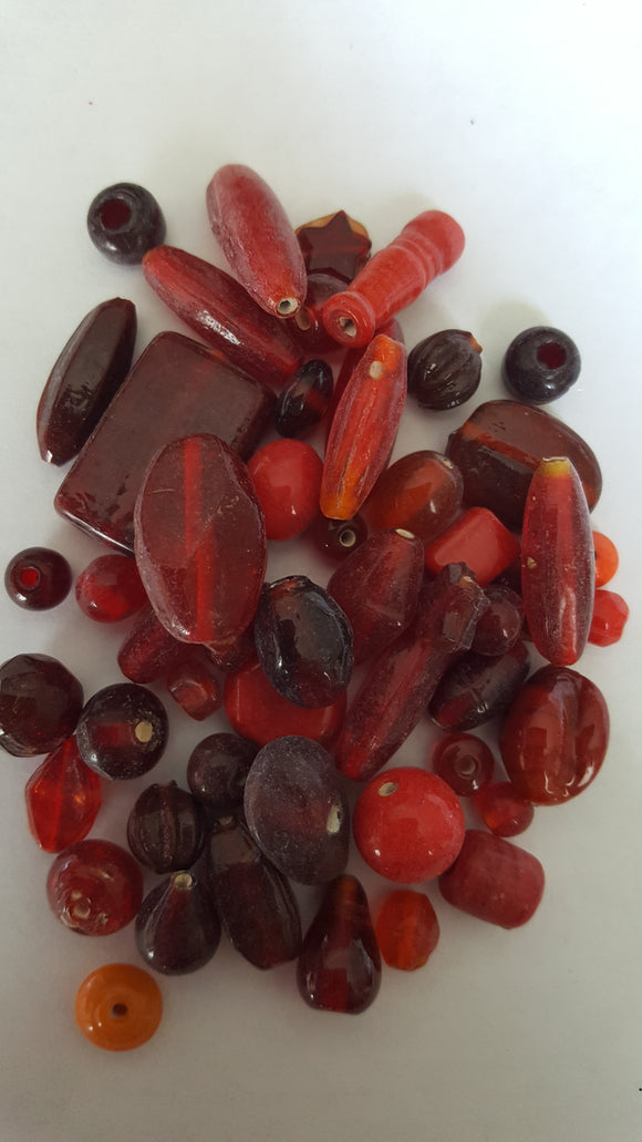 Mixed Glass Beads - Red