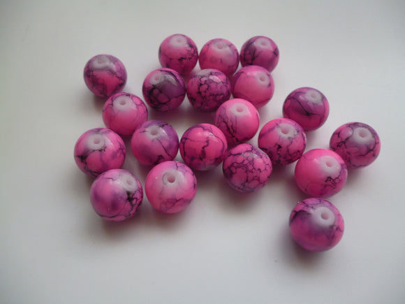 10mm Round glass beads - Mottled pink