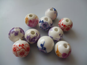 Ceramic Beads with flower pattern