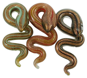 Handmade Gold Sand Lampwork, Snake Pendant