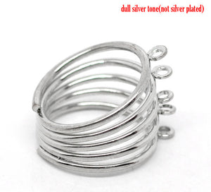 Adjustable silver ring shank 5 loops