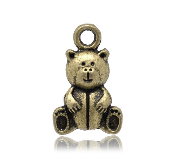 16 x 10mm teddy bear charm, bronze