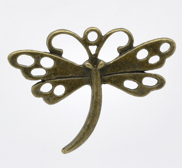Antique bronze dragonfly pendants/charms.