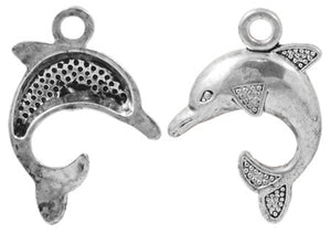 24 x 21mm alloy dolphin charms, silver