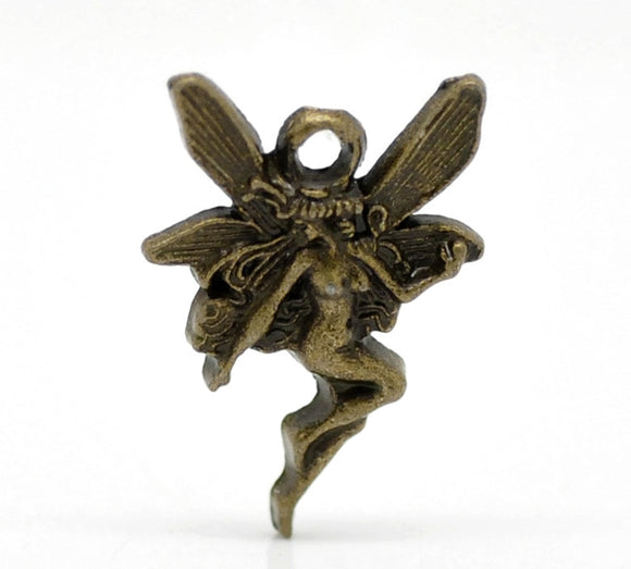 Antique bronze fairy charms. 21mm x 15mm.