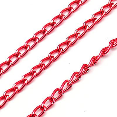 Oxidated Aluminum Chain, Red/silver, 3.5x6mm/link.