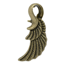 Antique bronze wing charms/pendants. 31mm x 14mm.